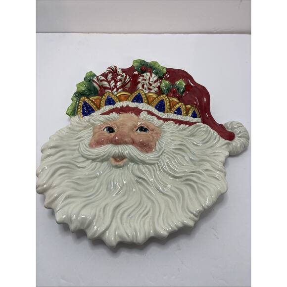 Fitz & Floyd Classics Christmas Santa Claus Ceramic Cookie Candy Snack Plate - Picture 1 of 11